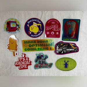 Lot of 10 Dutch Bros Stickers Coffee Logo Van Cold Brew Retro Collectible Decals